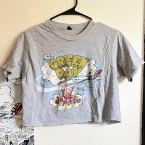 Green Day crop tee